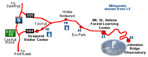 mt. st. helens. restaurant map