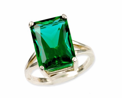 St Helens Green Helenite Emerald 13x18mm 16Ct Sterling Silver Ring R0768G Mt