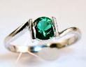 6mm Solitaire Silver Ring with side bars - Mount St. Helens Emerald Obsidianite