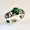 Engraved Silver Ring with Mt St Helens gem.