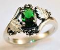 Black Hills Silver Grape - Leaves Ring with Mt St Helens Oval stone.